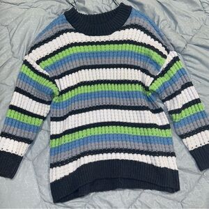 SO Women's Striped Blue Green Sweater